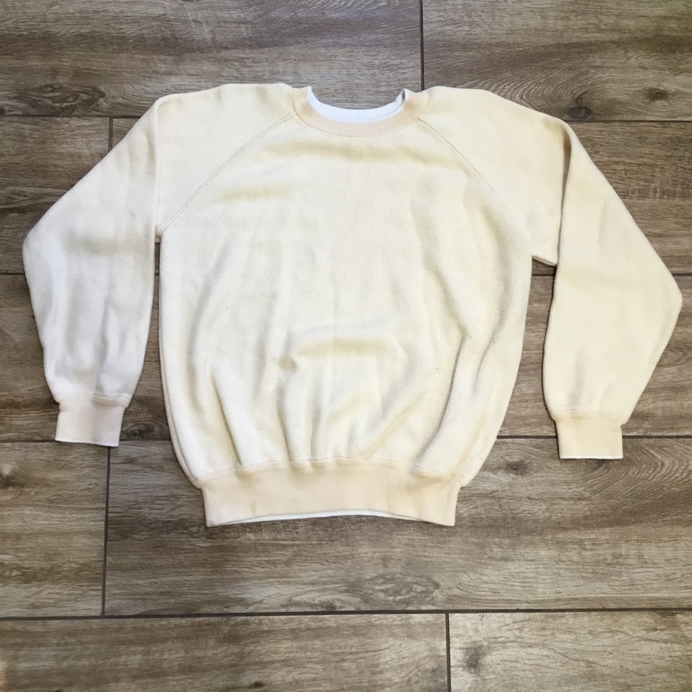 Mens Loro Piana Beige Crewneck Pullover Sweater 100% Cotton Size 52